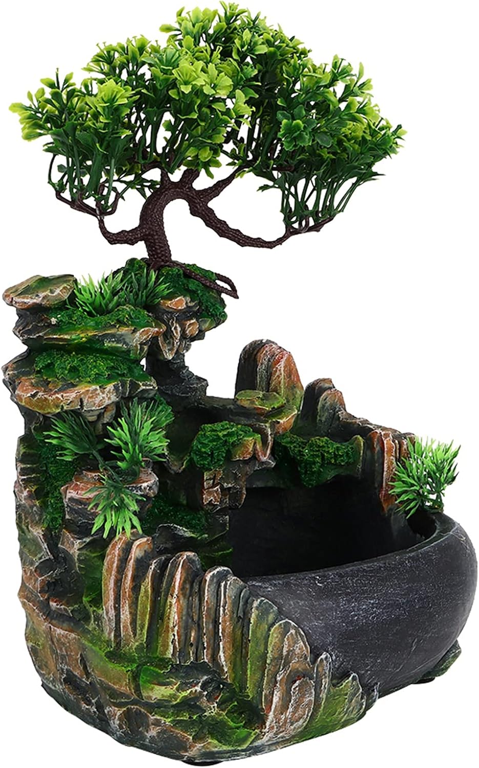 Walfront Tabletop Fountain Humidifier with Waterfall and LED Light