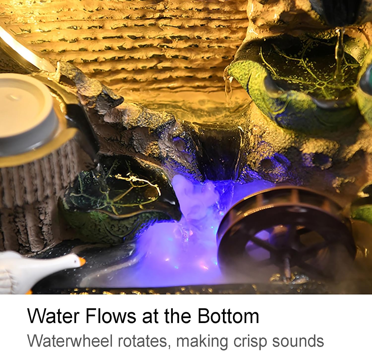 Tabletop Water Fountain with Lights for Home Office Decor