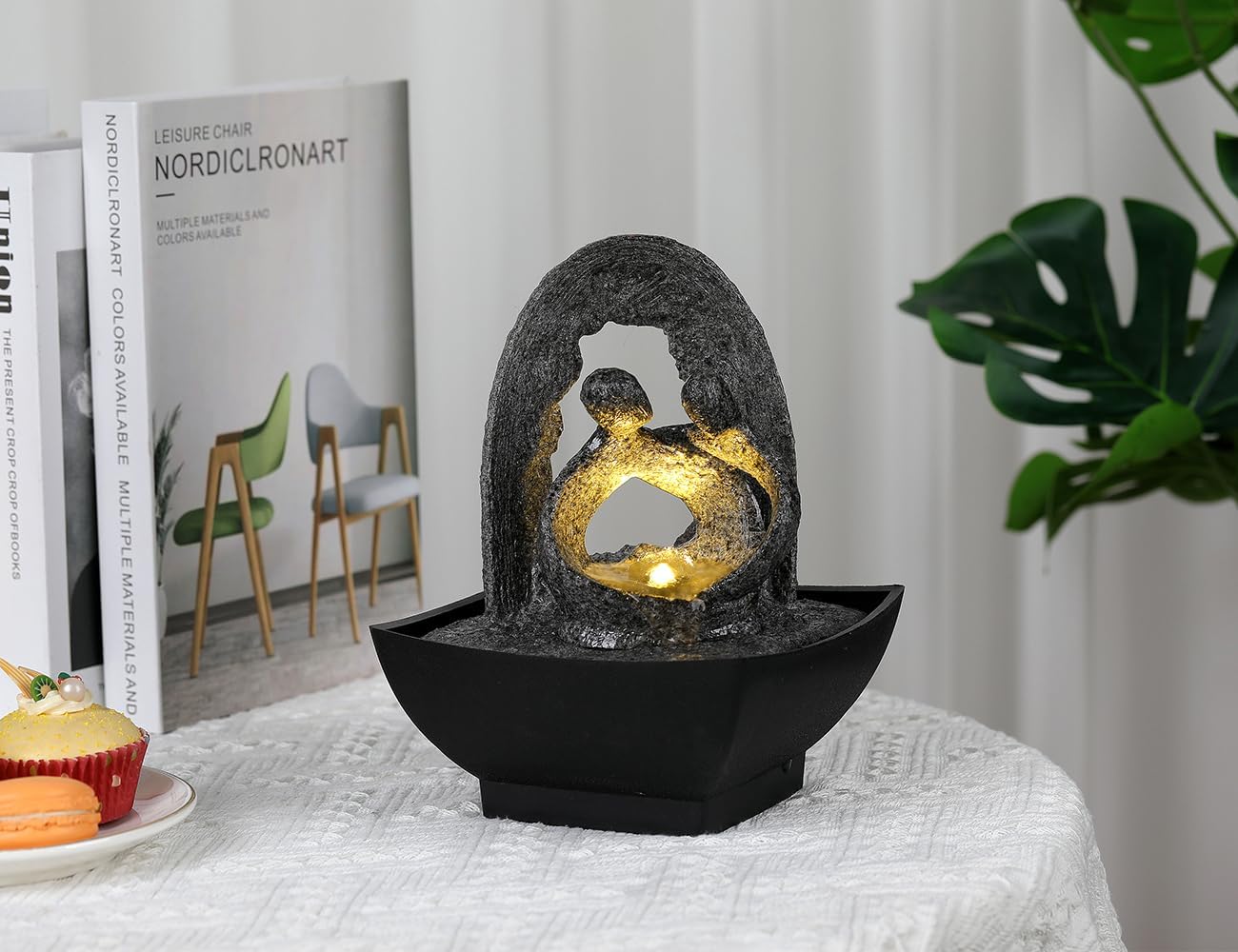 JUE ZHEN Tabletop Water Fountain with Humidifier for Home and Office