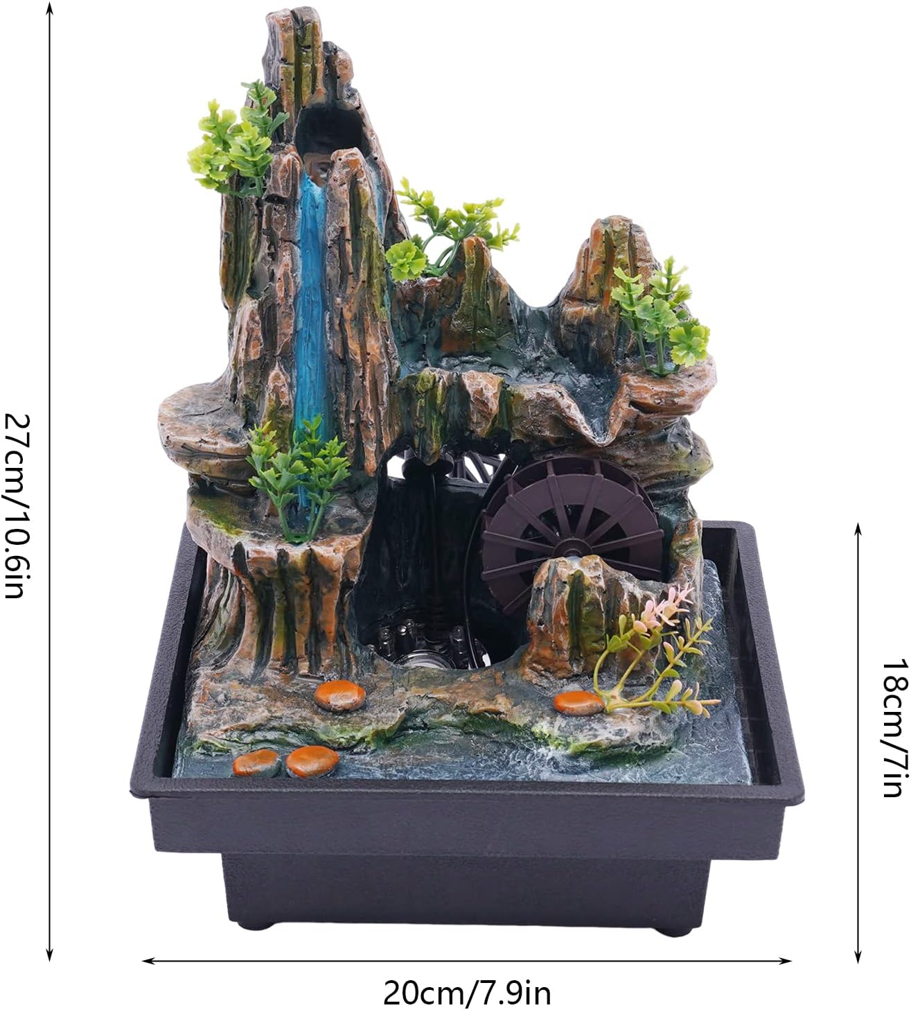Tabletop Fountain with LED Lights and Rockery