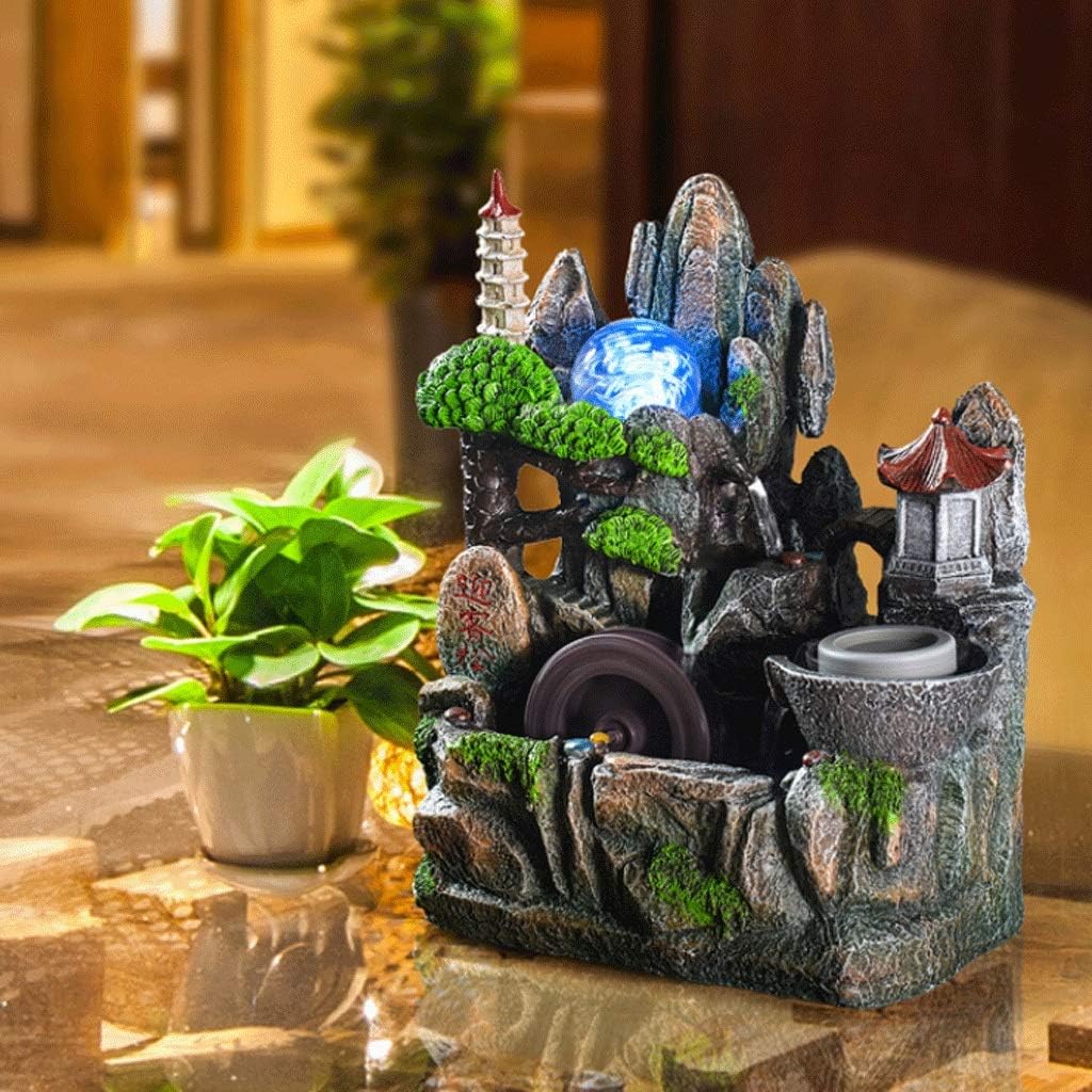 Rockery Landscape Indoor Tabletop Water Fountain with LED Light