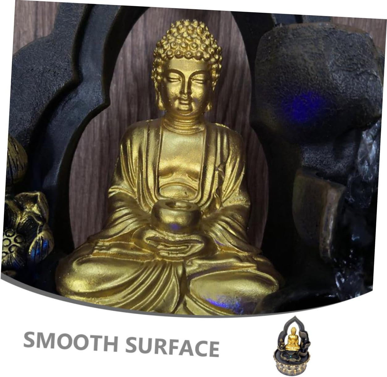 Ciieeo Resin Buddha Statue Waterfall Fountain for Home Office Decor