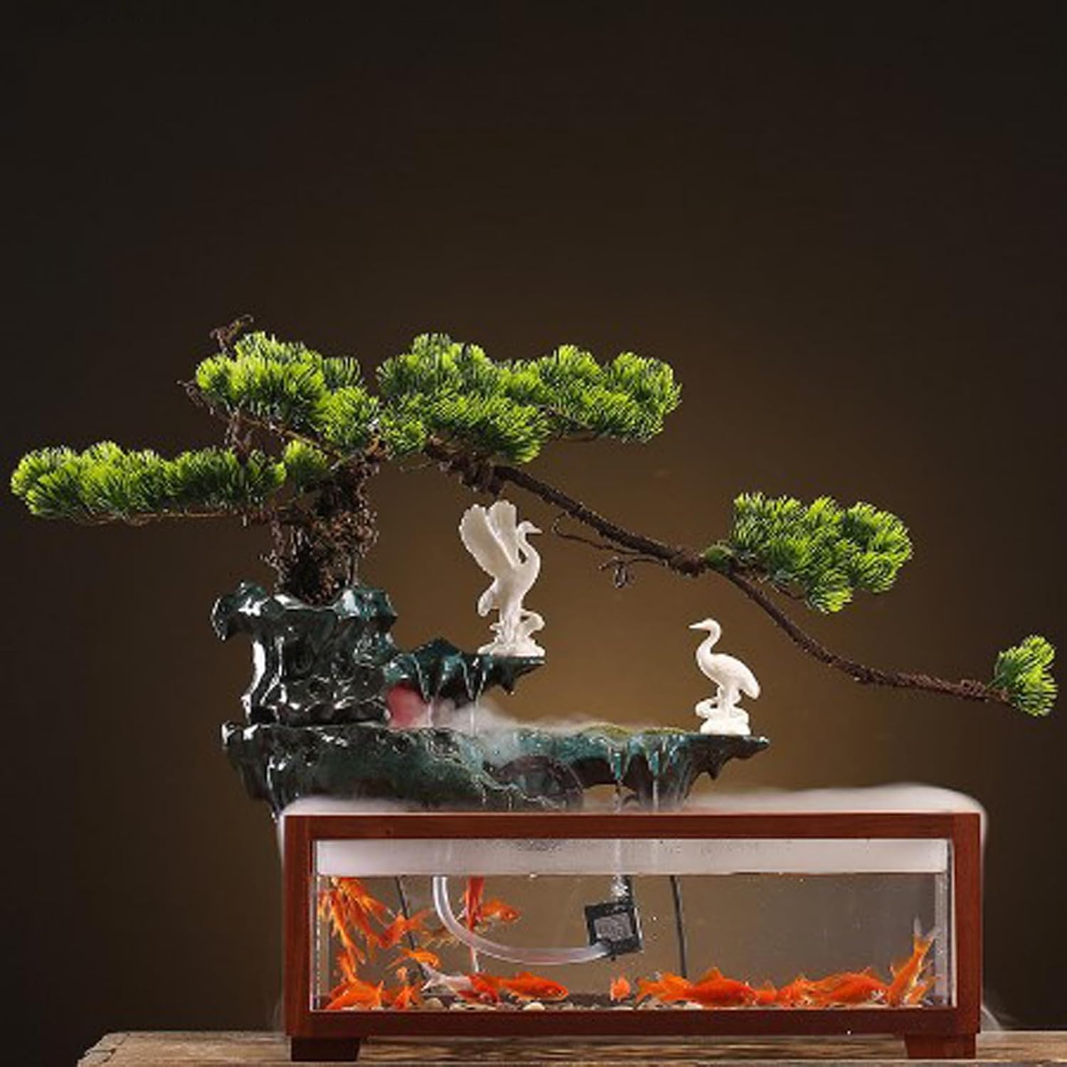 SNKOURIN Tabletop Water Fountain with LED Light and Natural Waterfall