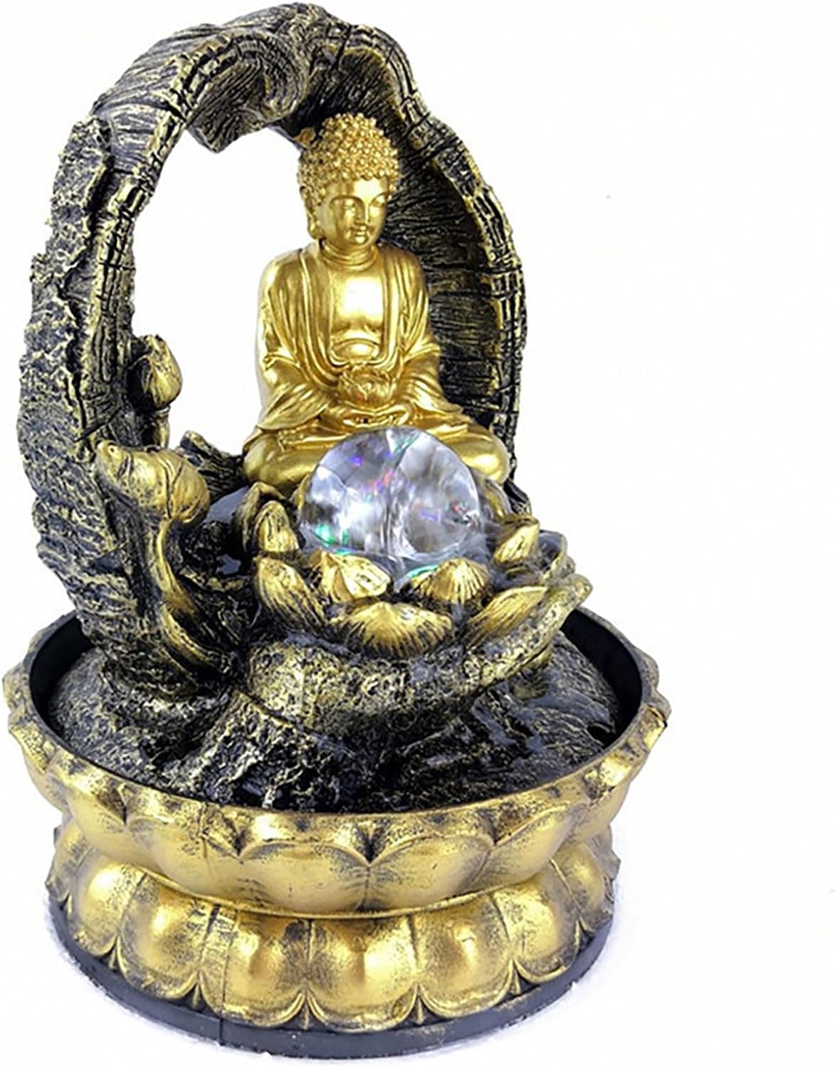 Buddha Fountain with Light 12 Inch Tabletop Indoor Fountain for Living Room and Office