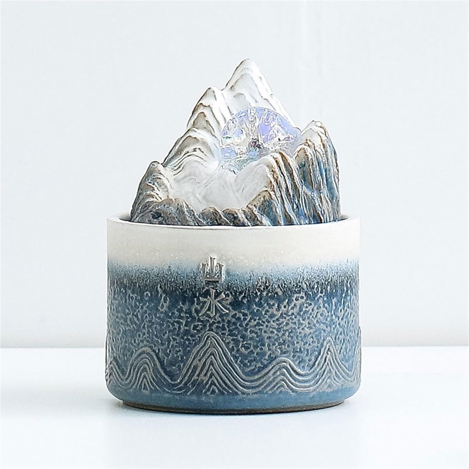 Blue Ceramic Tabletop Fountain for Office Home