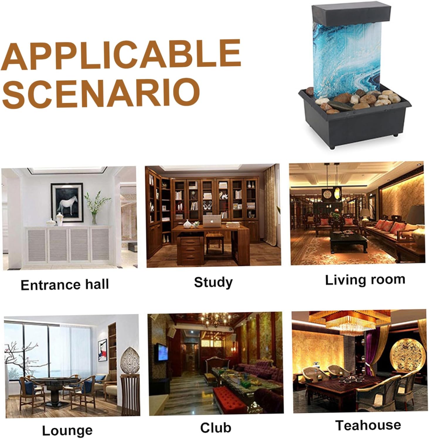 Hintyne Desk Water Fountain with Pebble Decor