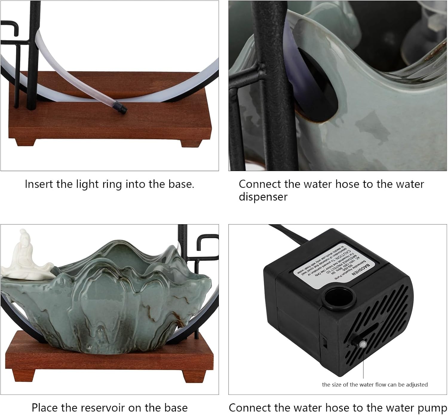 Small Fountain for Table Top - Indoor Waterfall and Fog Led for Good Fortune