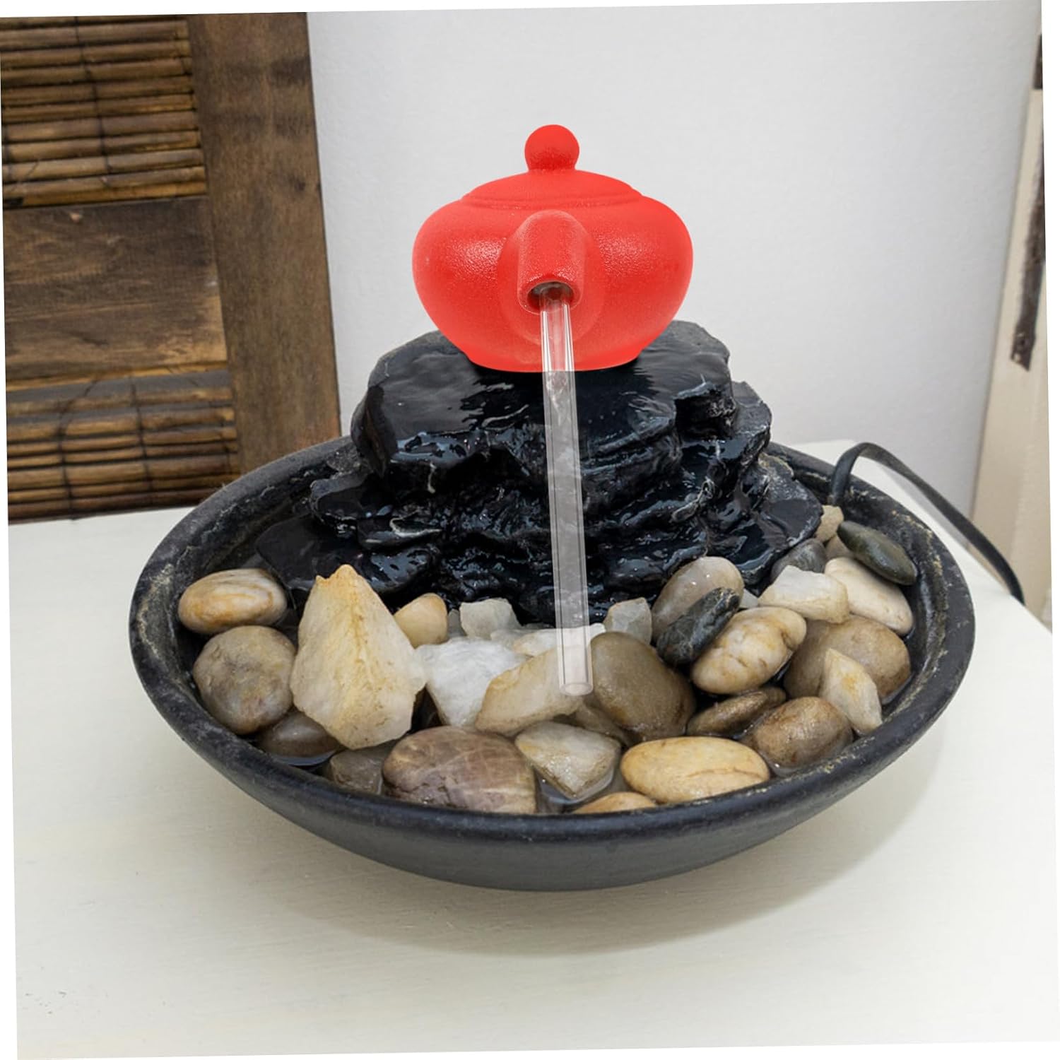 TOGEVAL Floating Teapot Fountain Decor for Tabletop Home Water Feature