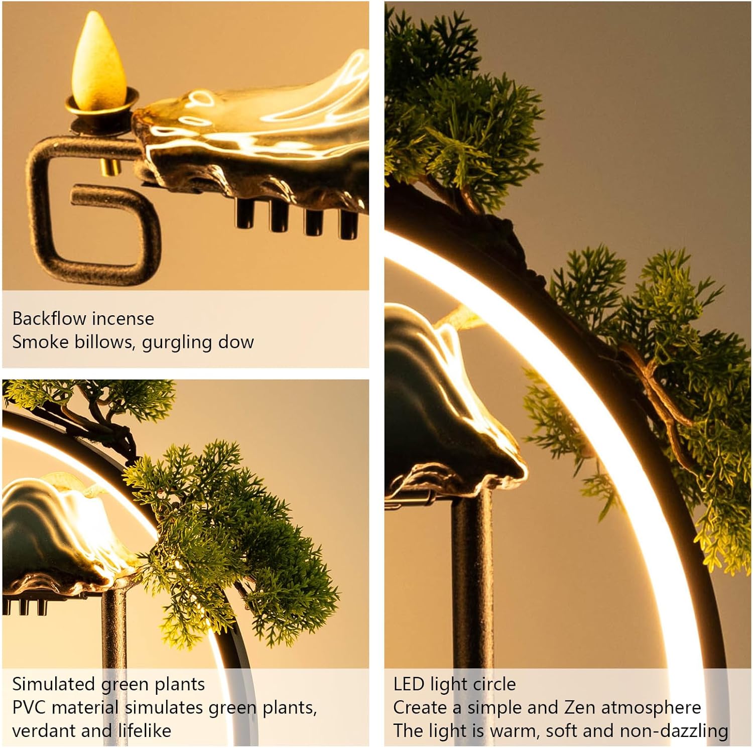 Small Fountain for Table Top - Indoor Waterfall and Fog Led for Good Fortune