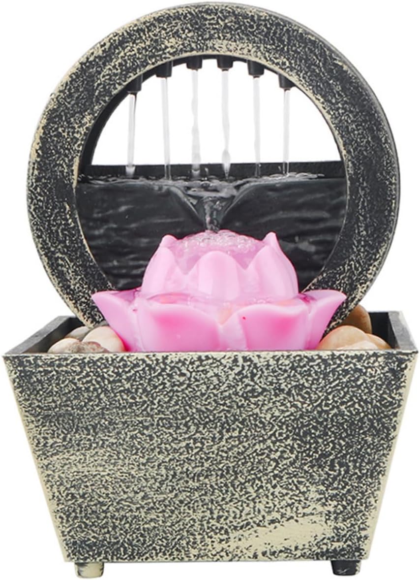 LIFKICH 1set Tabletop Water Fountain with LED Light for Home and Office Zen Decoration