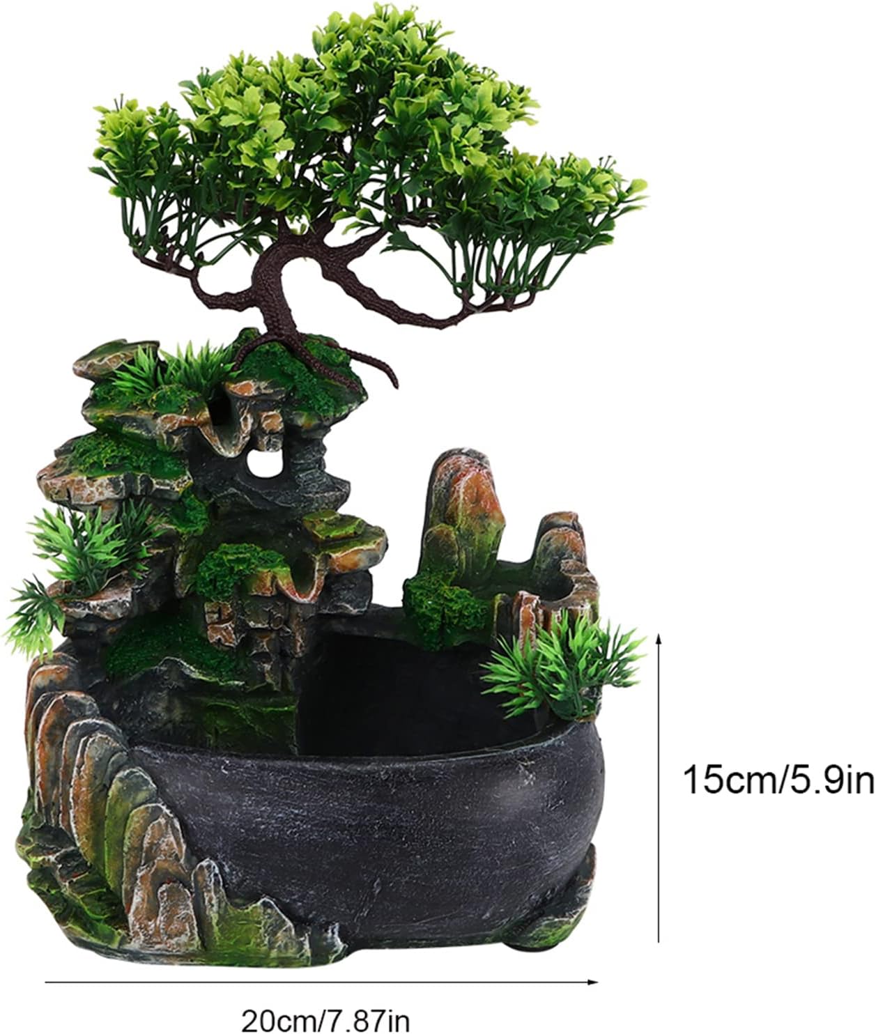 Walfront Tabletop Fountain Humidifier with Waterfall and LED Light