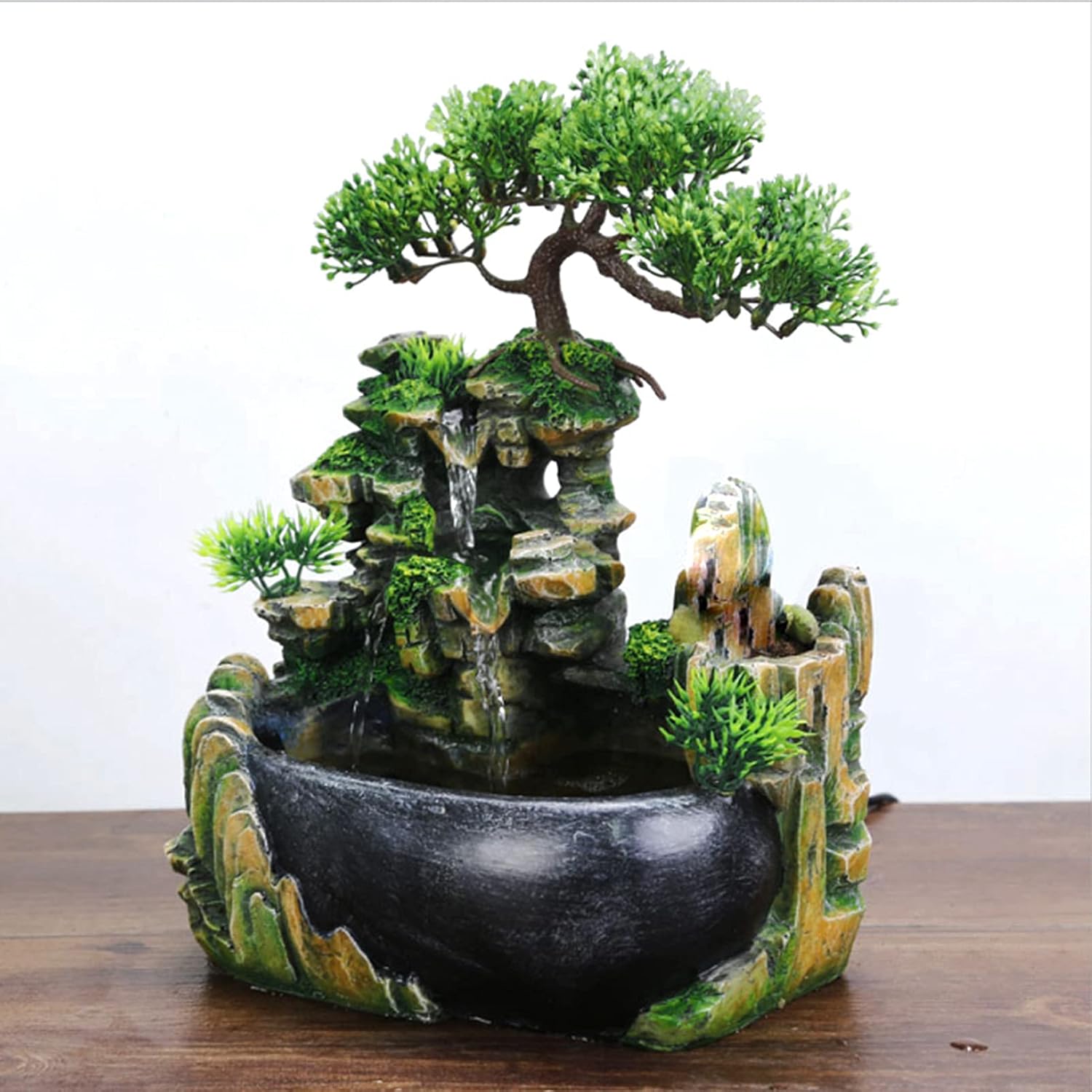 Indoor Fountain Tabletop Waterfall Humidifier with Nature Scene for Home Office