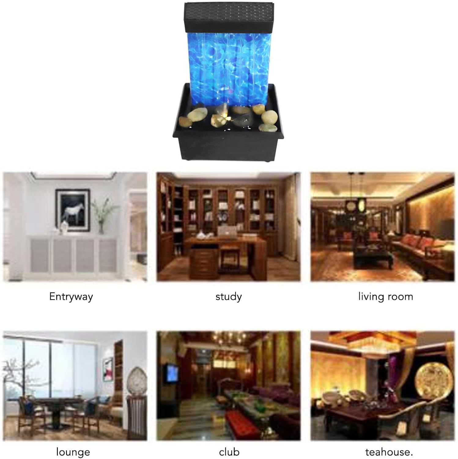 USB Powered Tabletop Waterfall Fountain with LED Lights