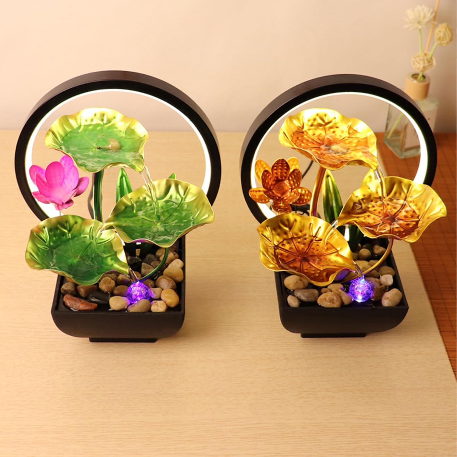 Stylish Indoor Waterfall Tabletop Fountain with Lights