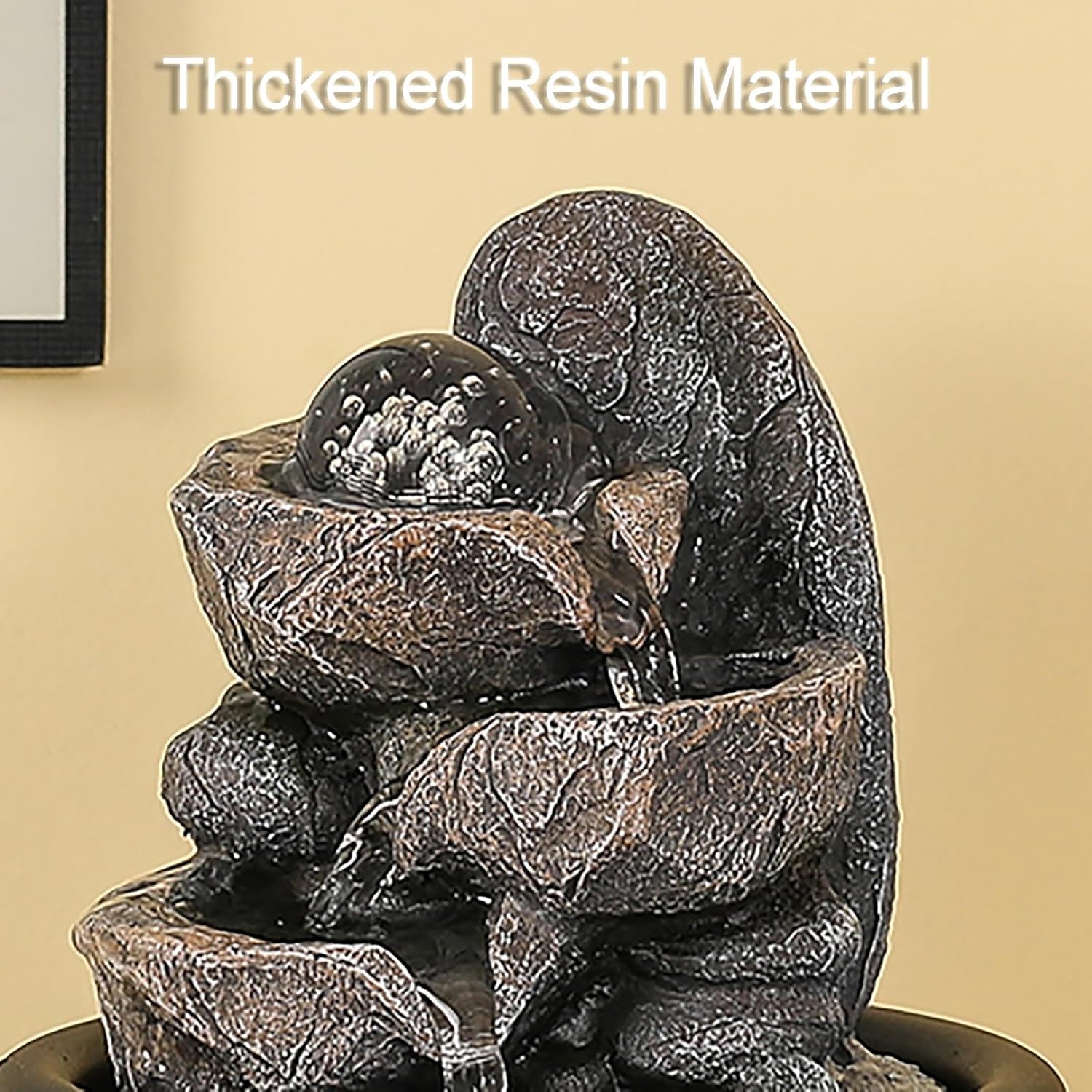 Zen Tabletop Water Fountain with Crystal Ball for Home and Meditation