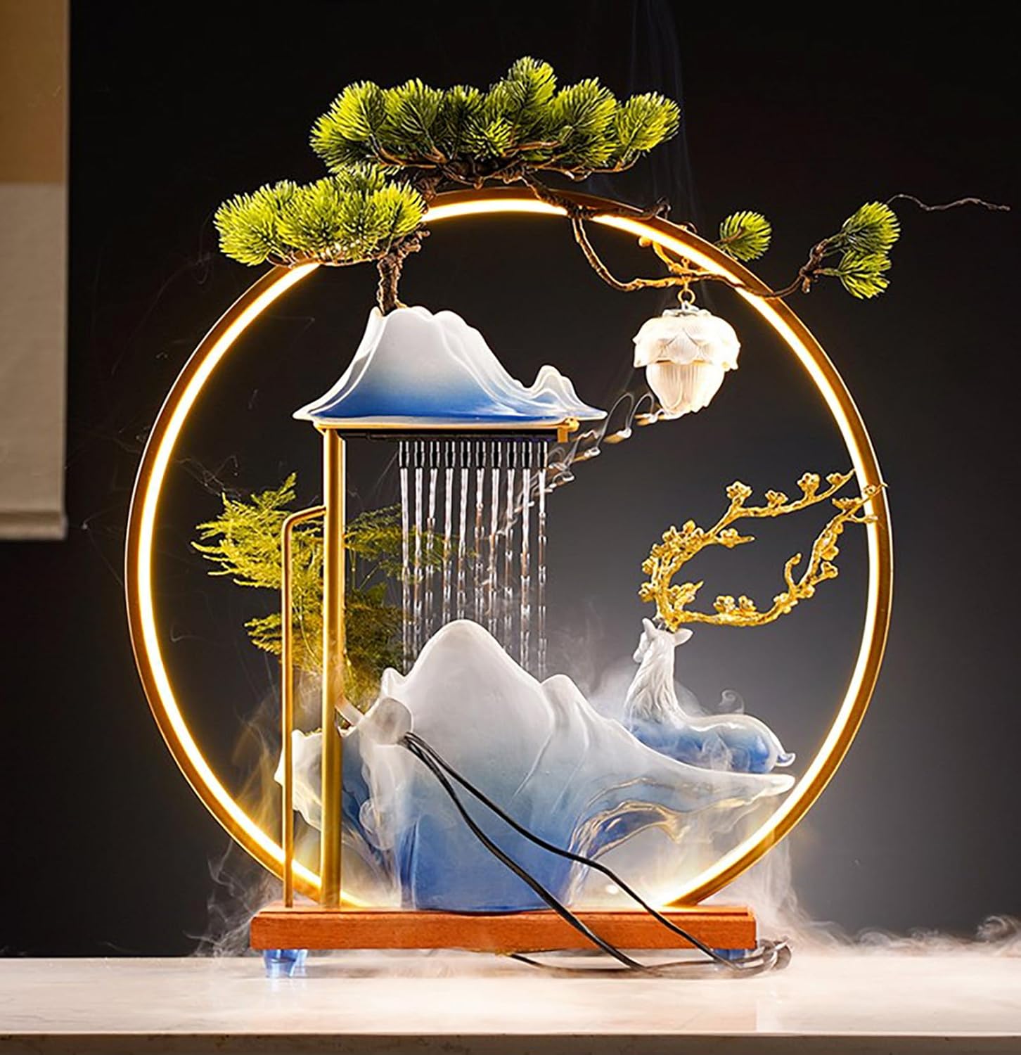 Large Indoor Water Fountain with Mist and LED Light