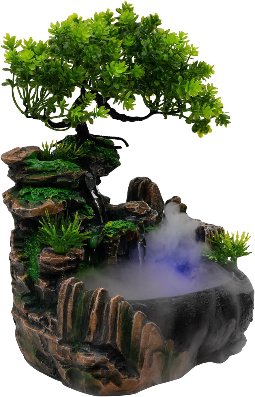 DIITGGE Tabletop Fountain with LED Lights and Humidifier