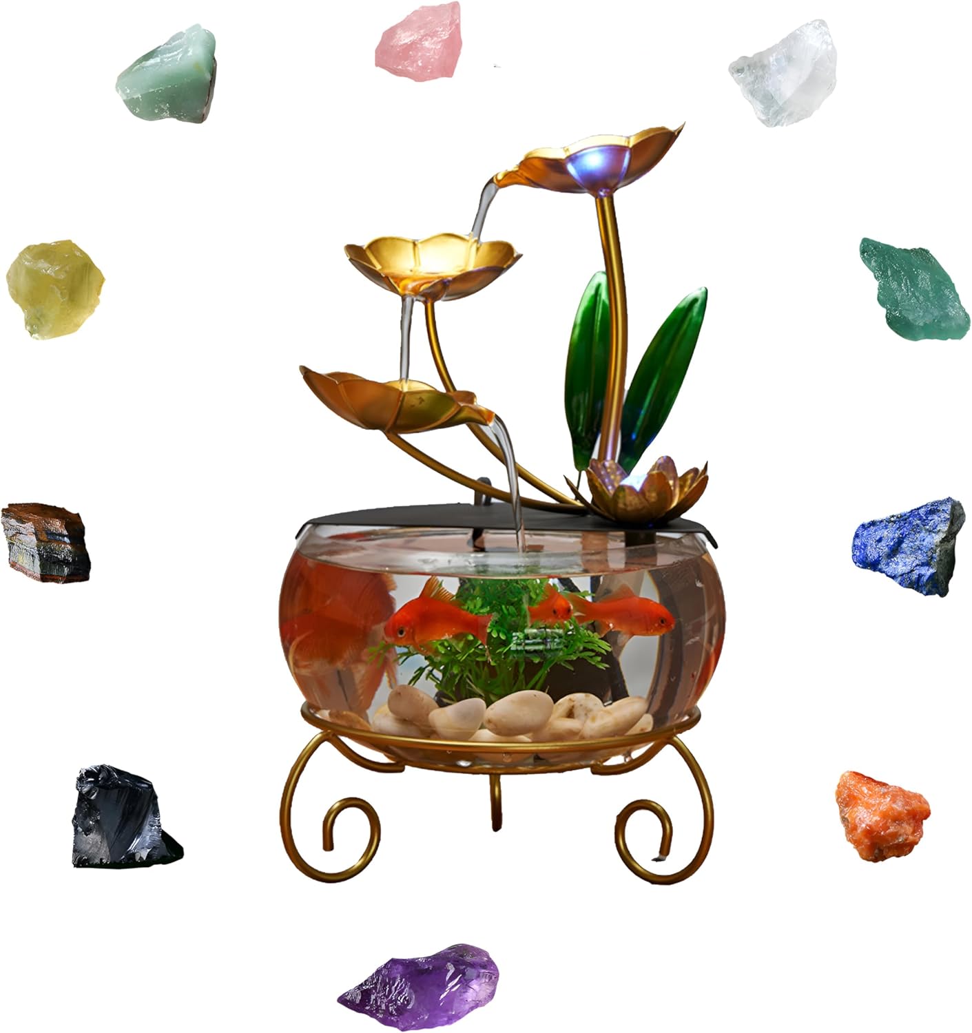 Indoor Tabletop Fountain with 5-Tier Lotus Design and LED Lights