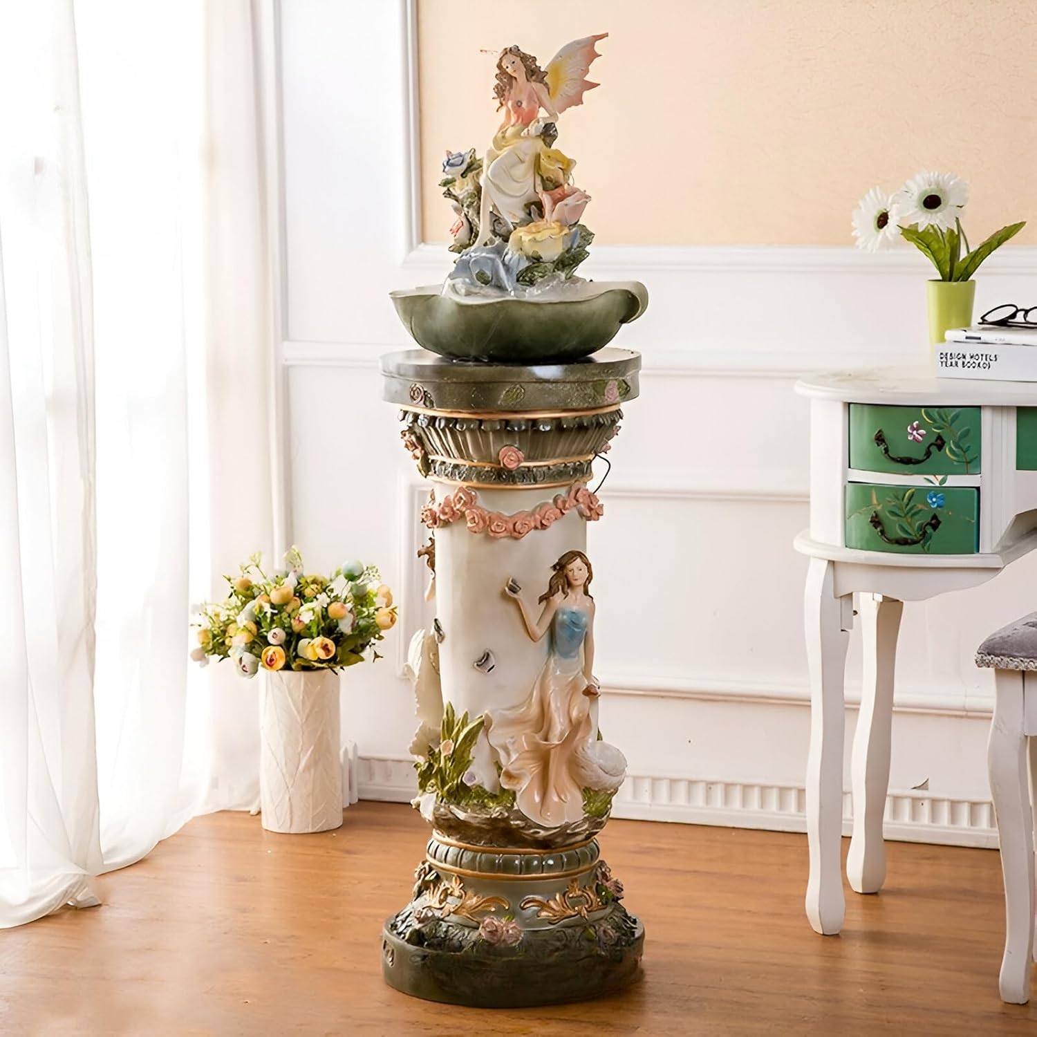1693 Inch Tabletop Fountain with 5 Tiers and LED Lights