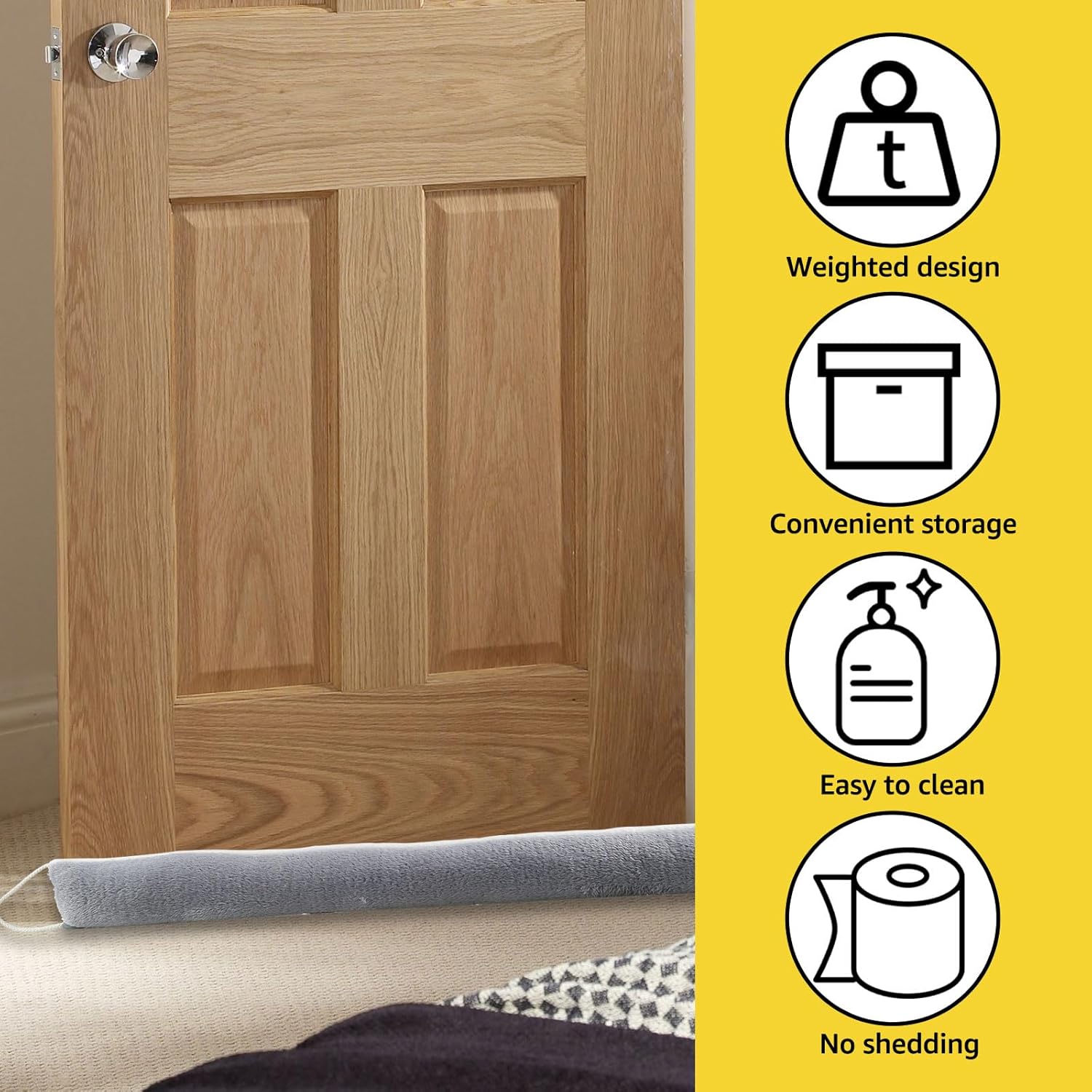 Soundproof Door Draft Blocker Soft Breeze Stopper Gray