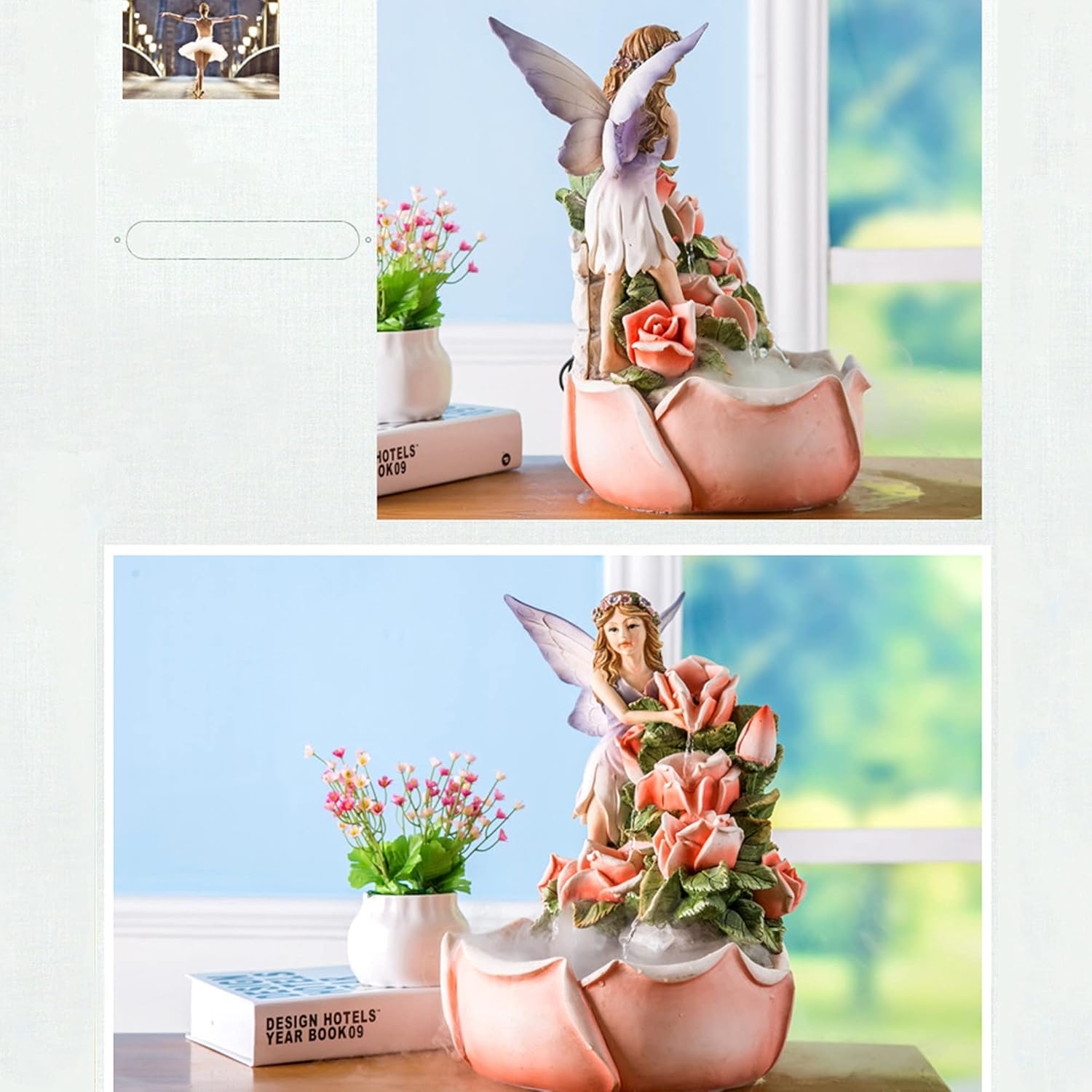 Fairy Angel Indoor Water Fountain 14 Inch Tabletop Fountain Decor