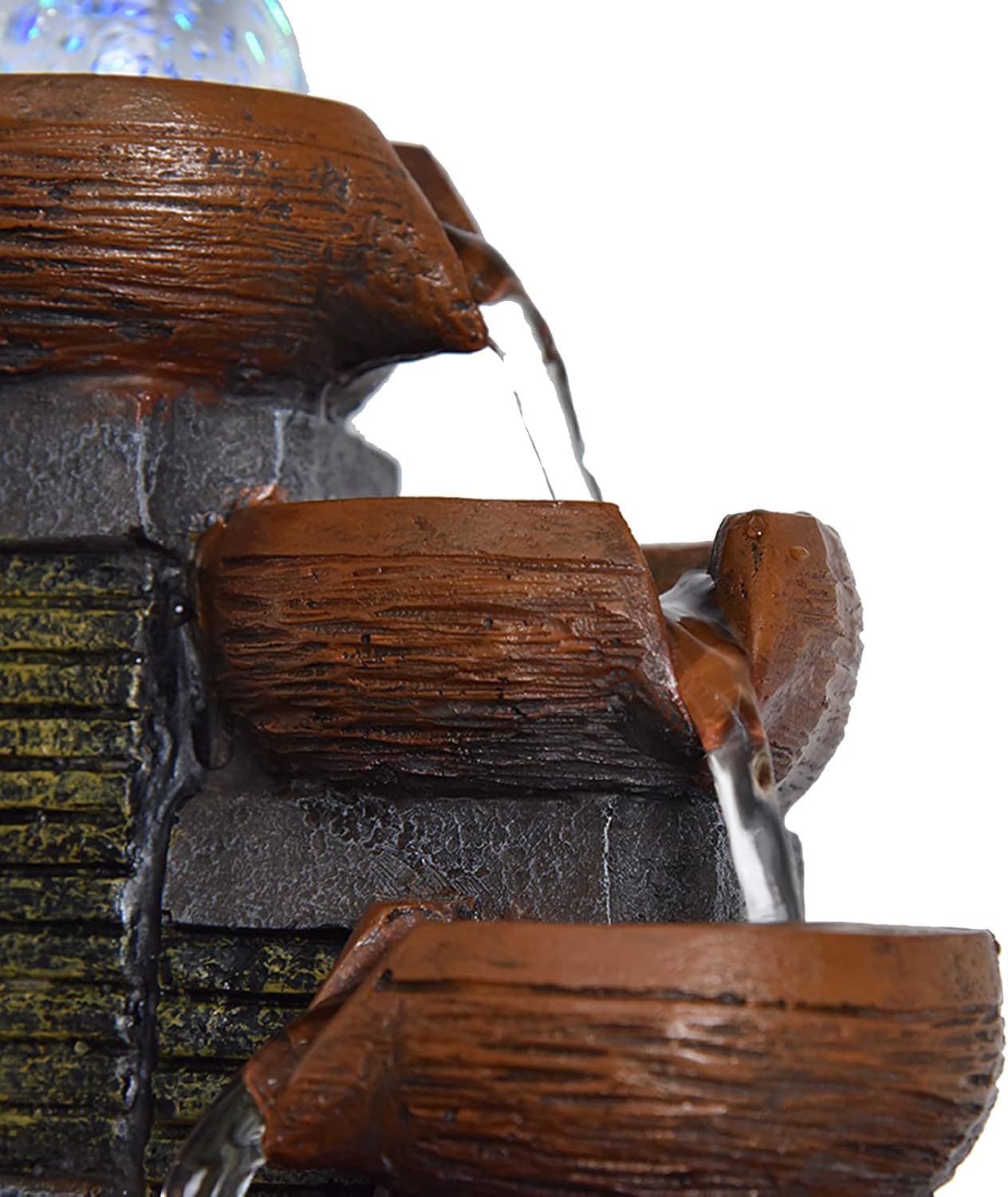 Tabletop Water Fountain with LED Yellow Light for Office and Home Decor