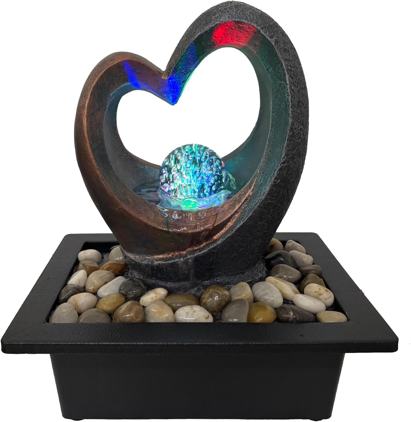 Spinning Orb Rock Tabletop Fountain with LED Light and OnOff Switch