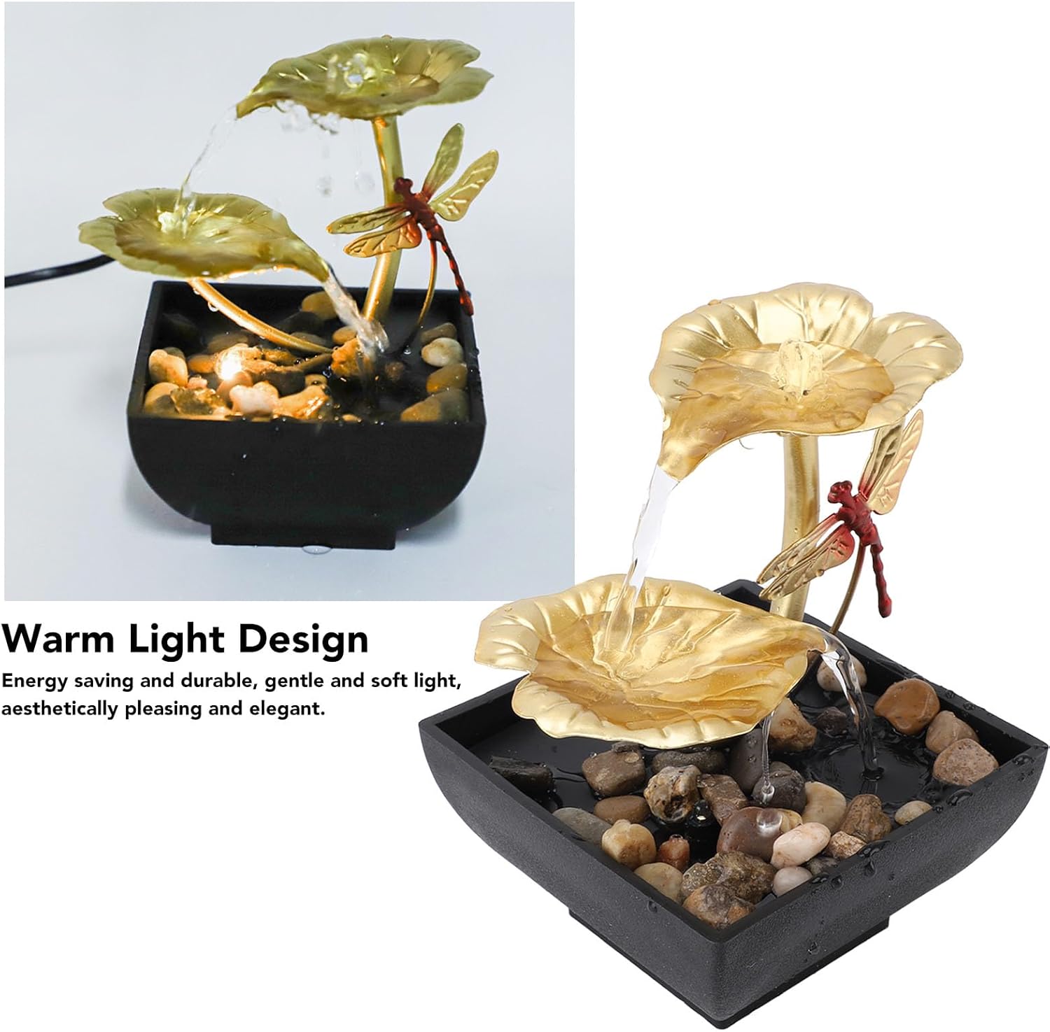 Lotus Leaf Dragonfly Fountain Water Decor