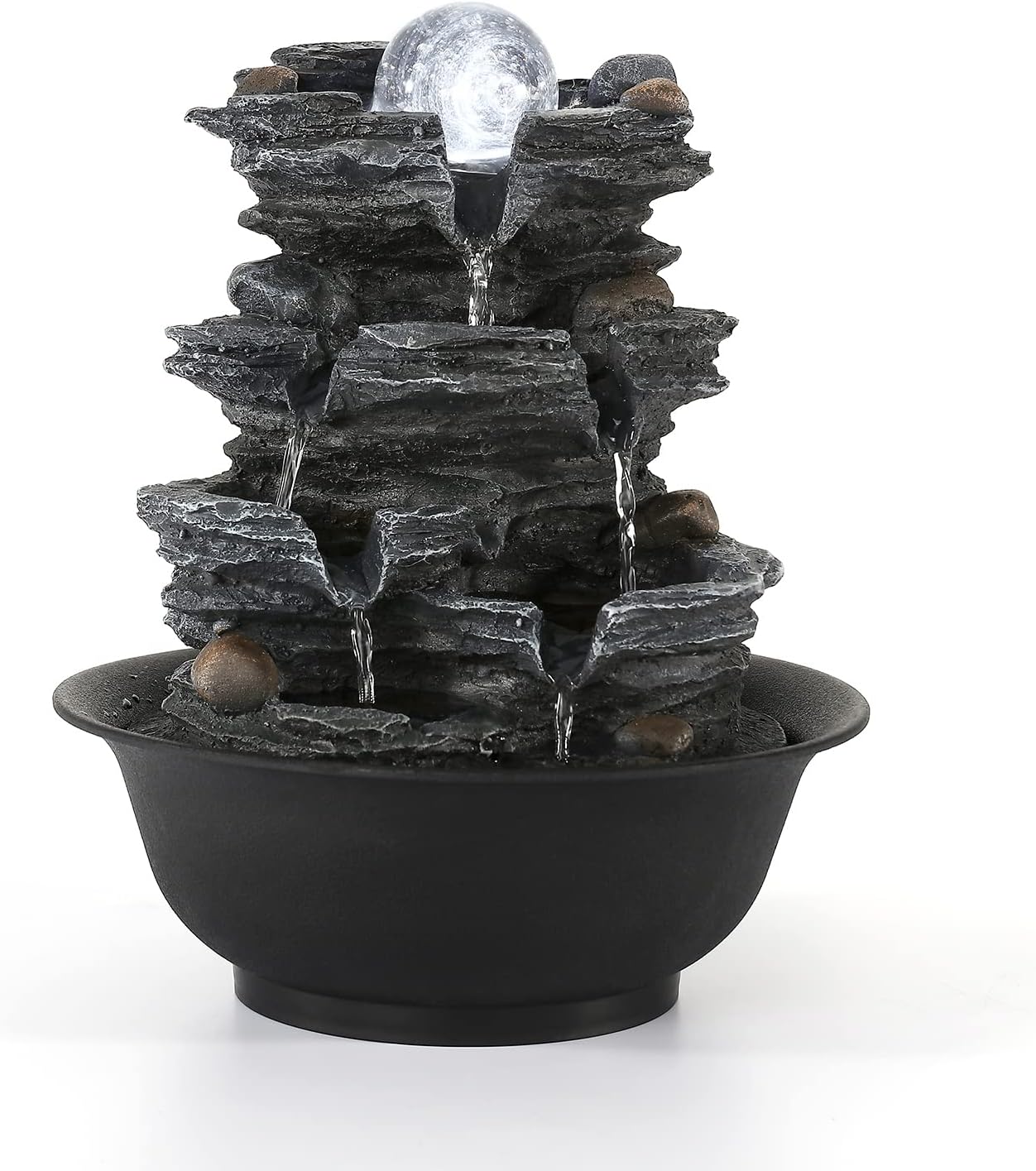 Dyna-Living Indoor Water Fountain with LED Light and Automatic Pump