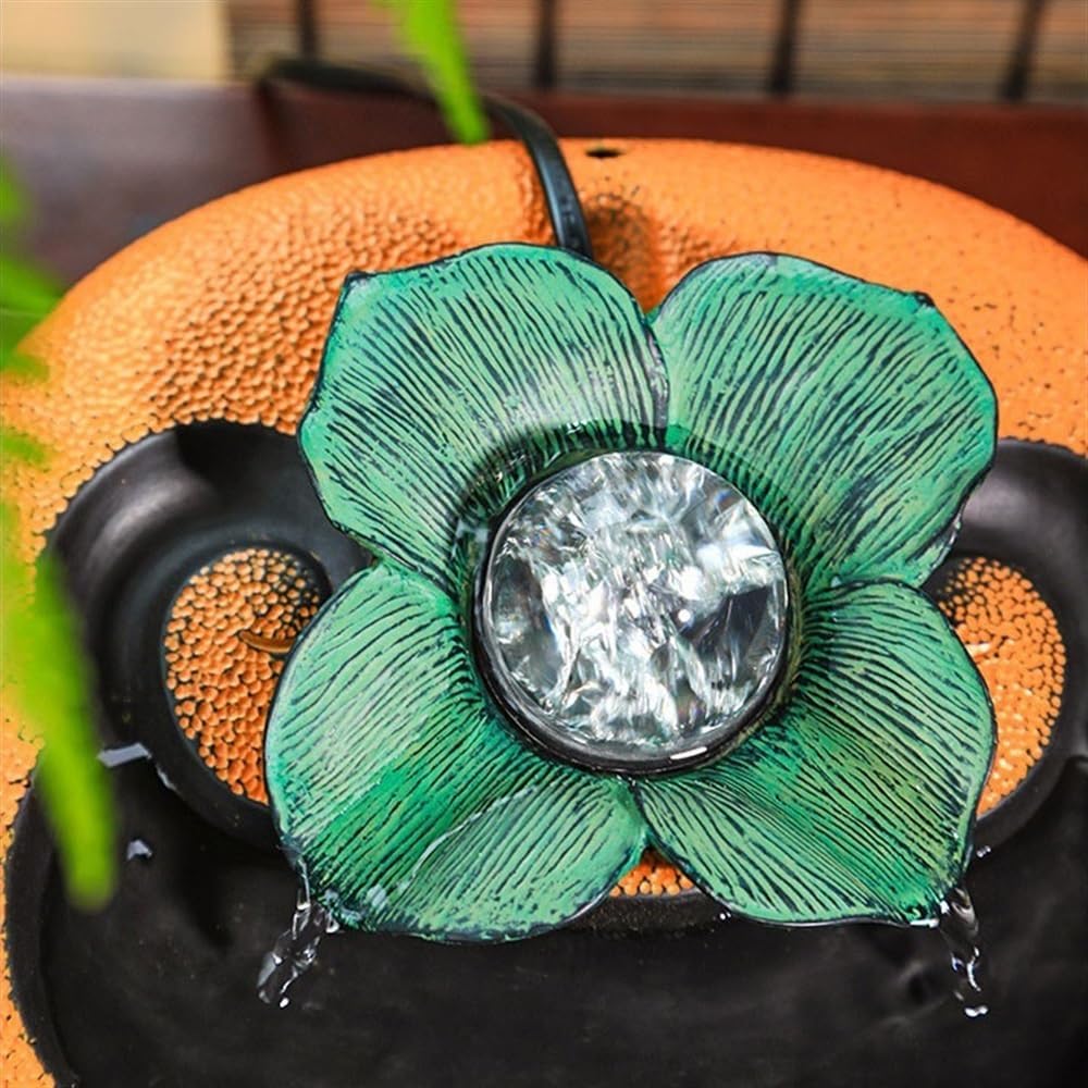 Orange Tabletop Fountain Running Water Decor