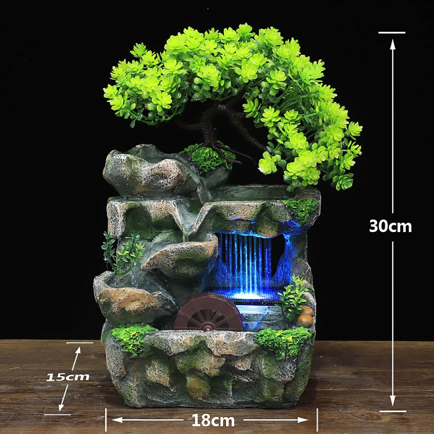Tabletop Fountain Rockery with LED Lights