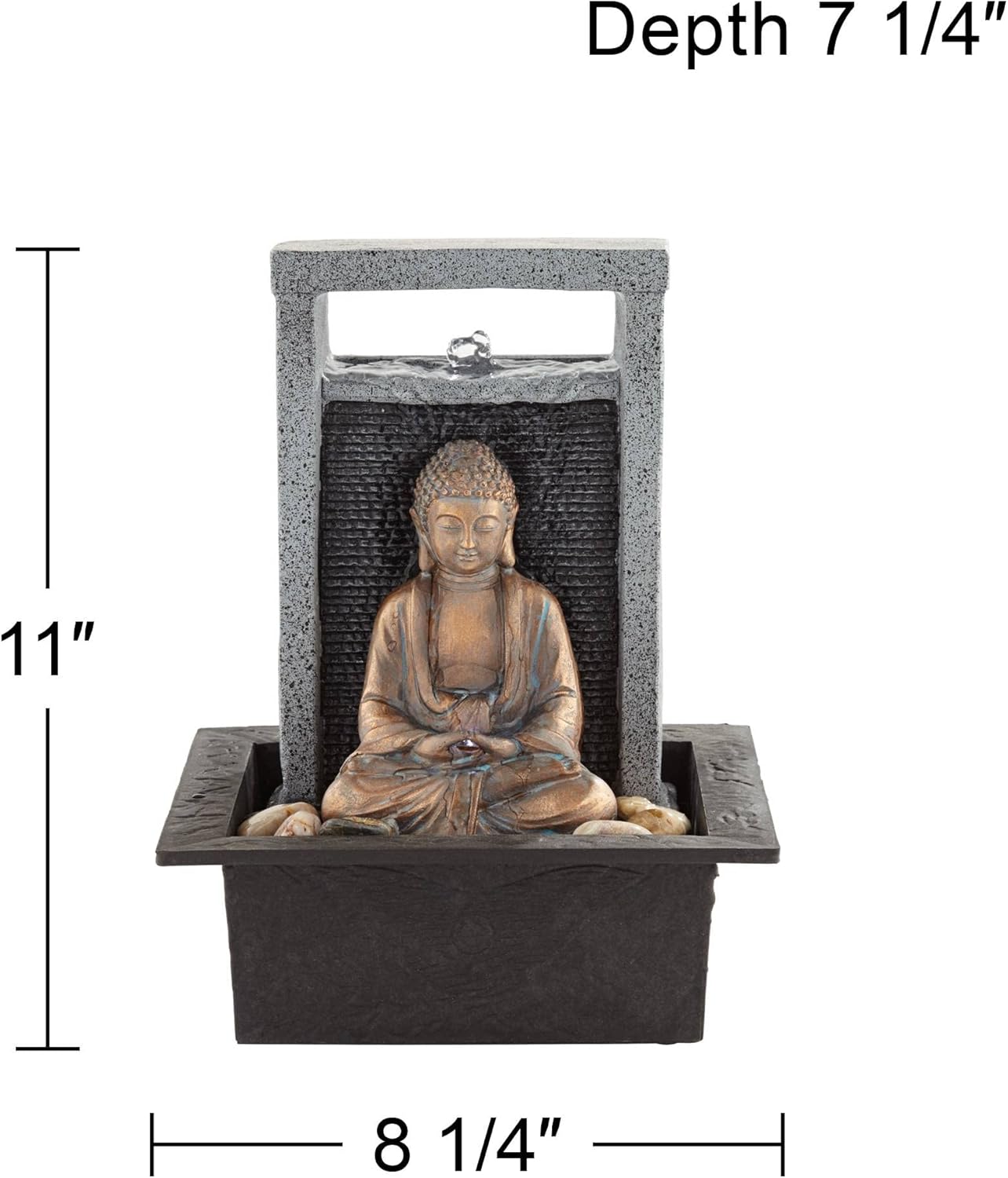 Meditating Buddha 11 Inch High Indoor Decor Tabletop Fountain