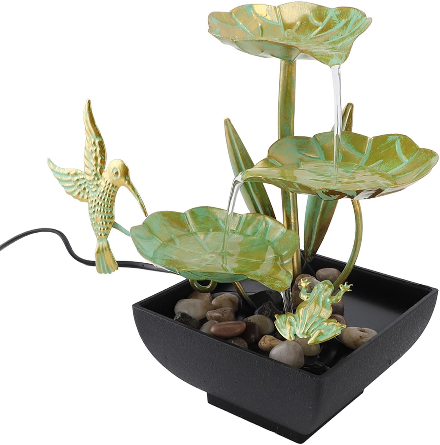 3 Tier Lotus Desk Fountain with LED Lights and USB Power Supply
