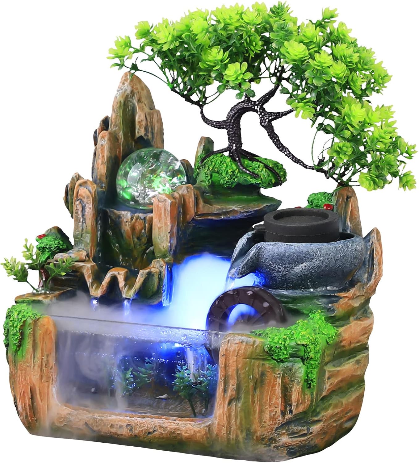 Ageanbri Tabletop Fountain with LED and Automatic Pump