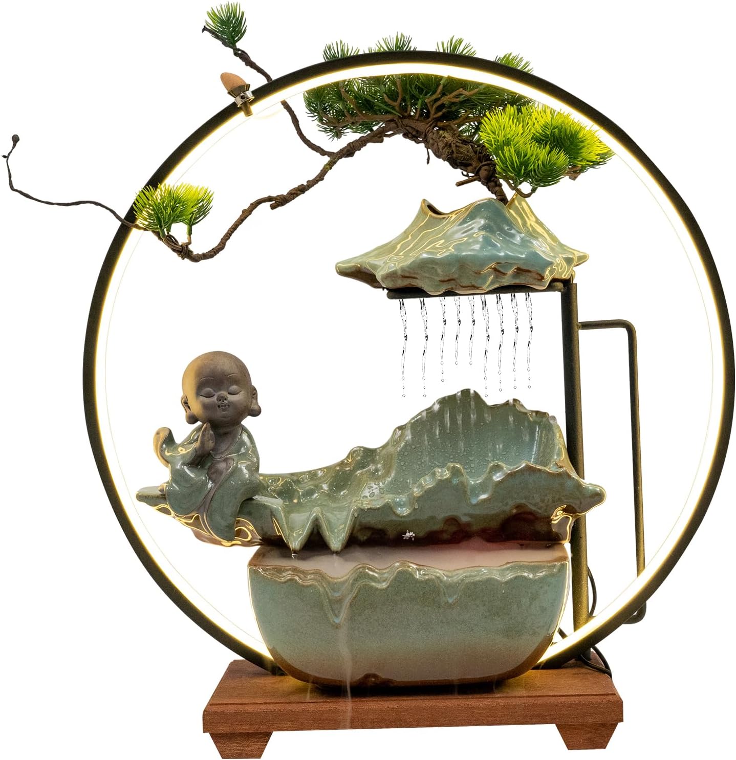 Banborba Tabletop Fountain with LED Light and Mist