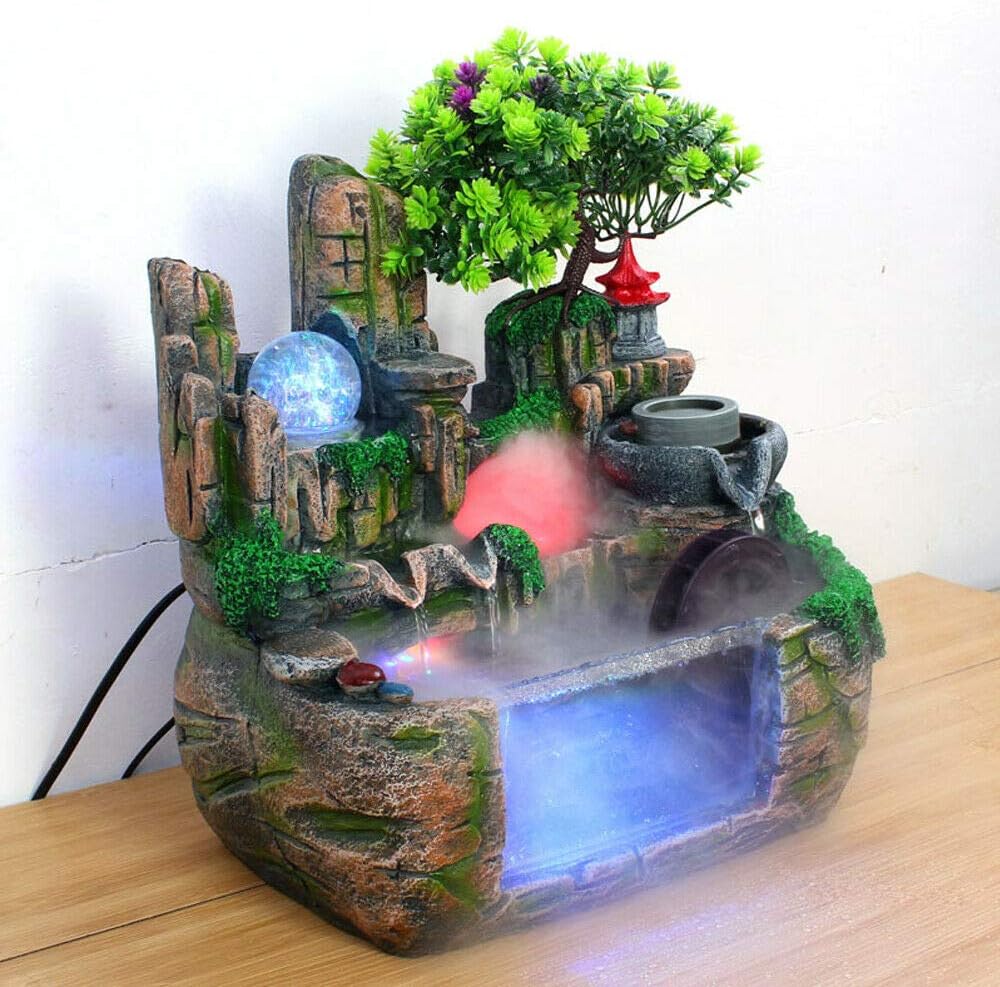 DNYSYSJ Tabletop Fountain Indoor Relaxation Waterfall with Rolling Ball
