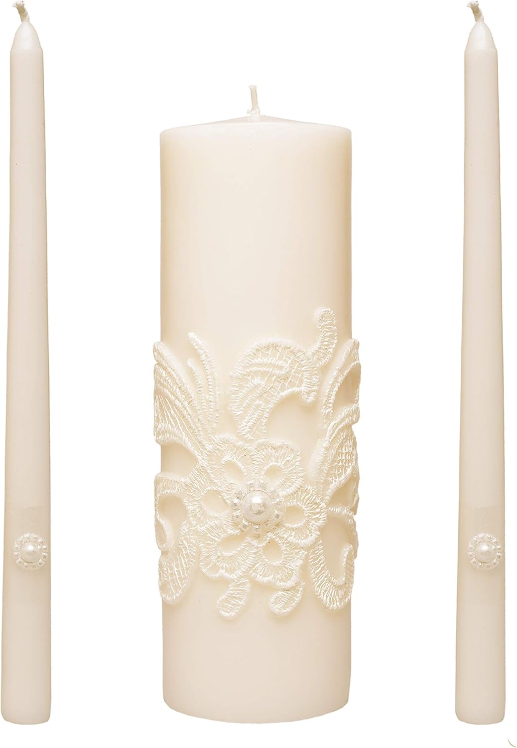 Hosley Wedding Unity Candles Set with 1 Pillar 2 Taper Candles Bundle