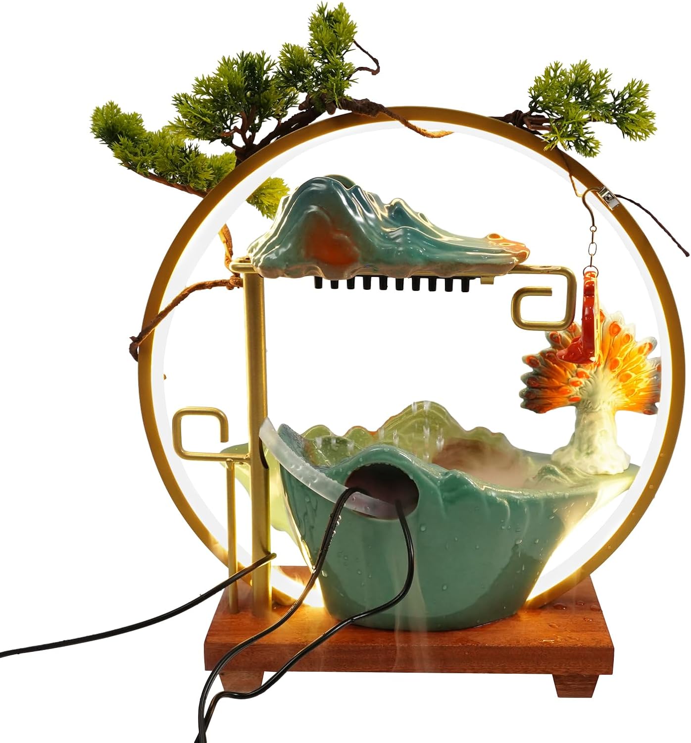 15In Tabletop Water Fountain with LED Light and Mist