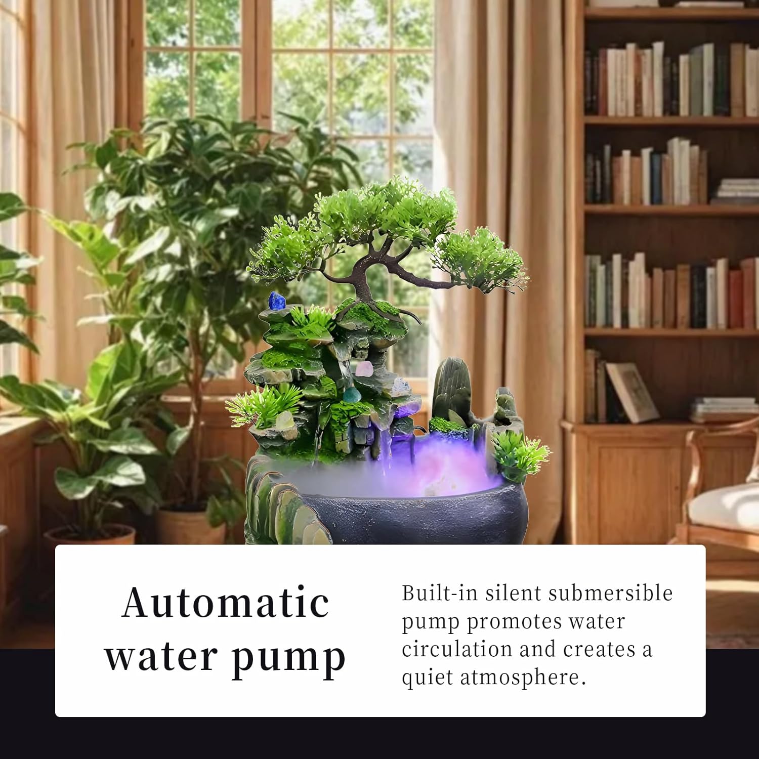 Free 10 PCS Crystal Energy Guard Tabletop Bonsai Fountain with LED Lights