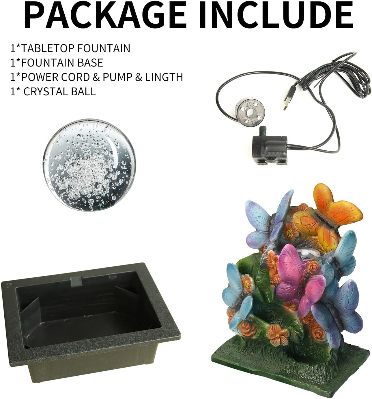TiCin USB Tabletop Fountain with Butterfly Design