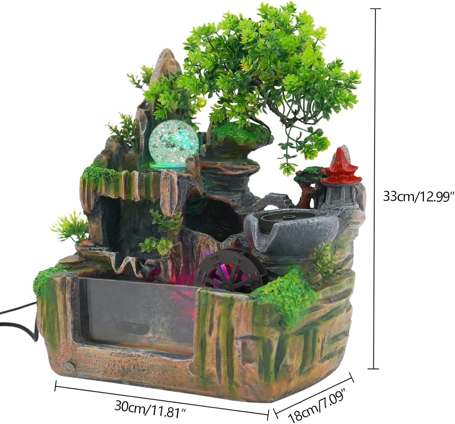 BANLICALI Tabletop Fountain with LED Light and Atomization Effect