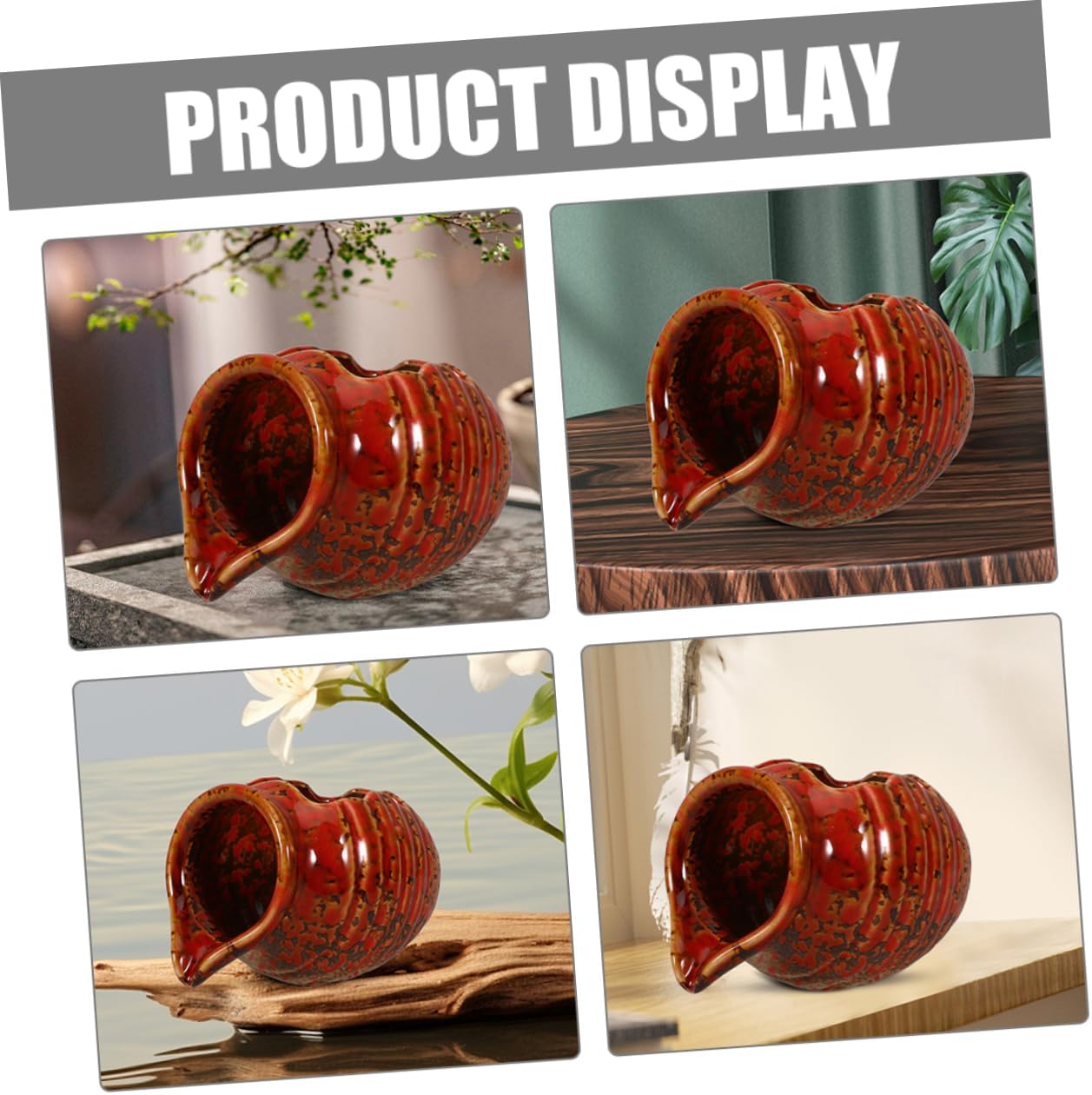 BIUDECO Water Jar Indoor Waterfall Fountain Ceramic Fish Tank Decor