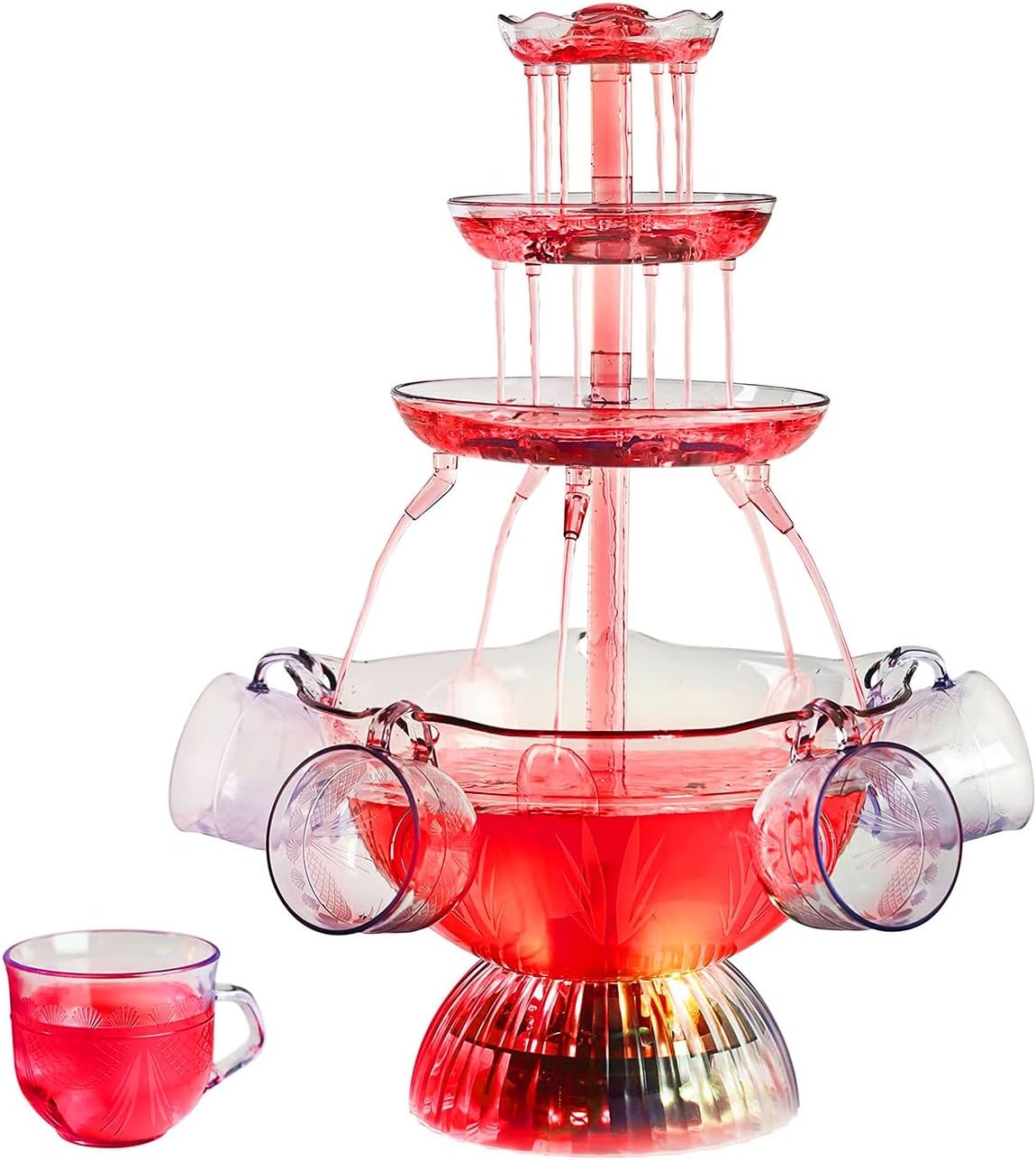 Red Wine Party Fountain with LED Light and 3 Tier Design