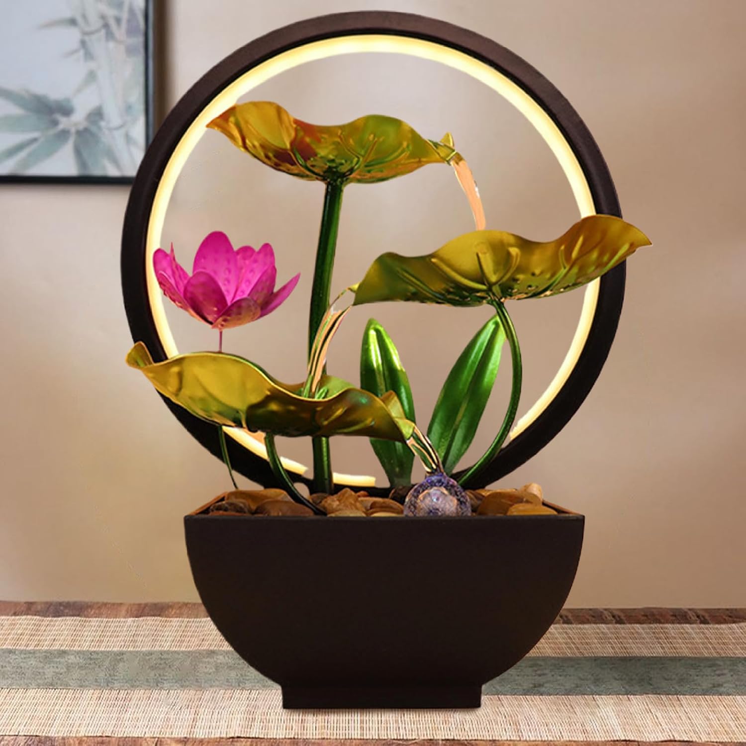 Stylish Indoor Waterfall Tabletop Fountain with Lights