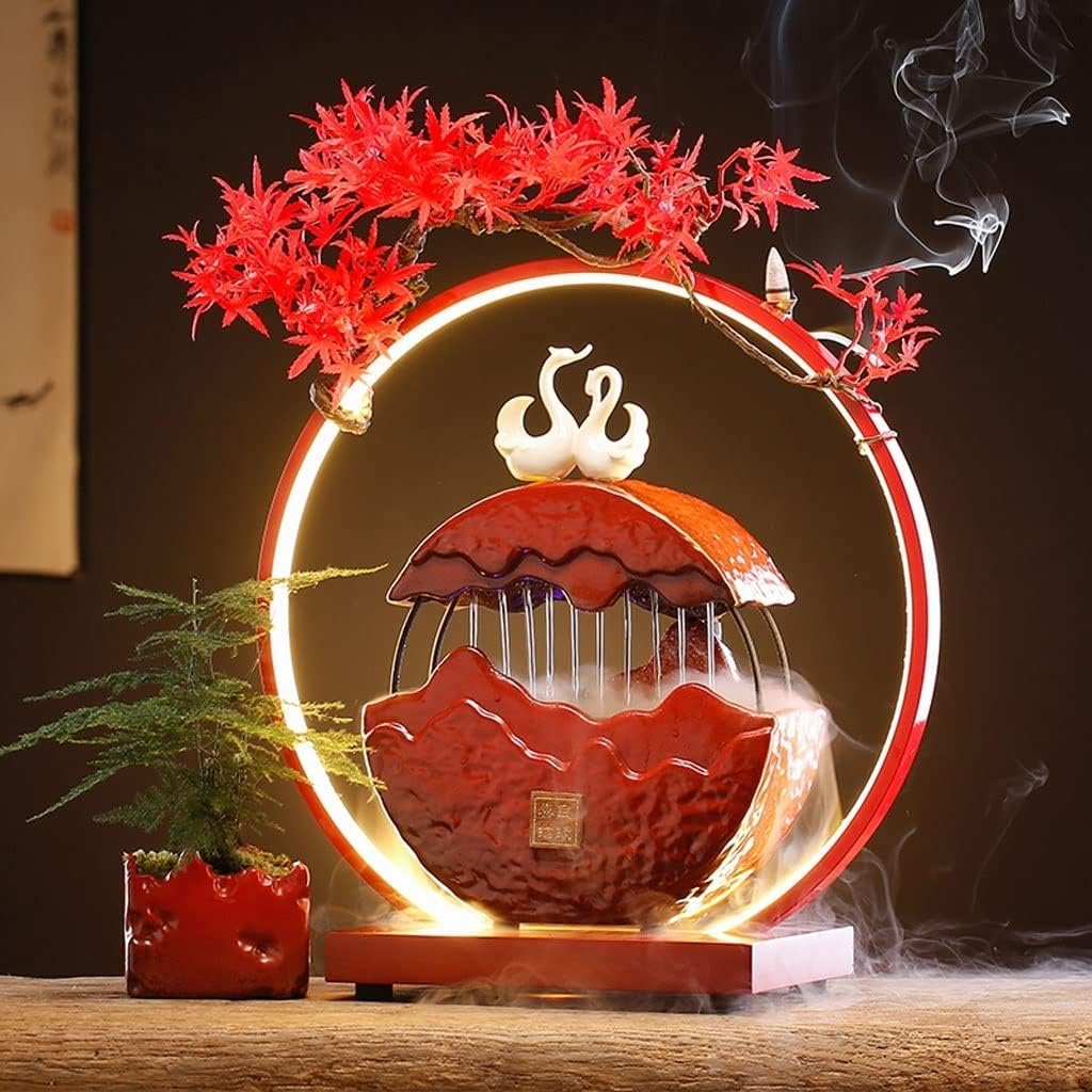 Stylish Tabletop Fountain with Waterfall Effect and Ornate Design