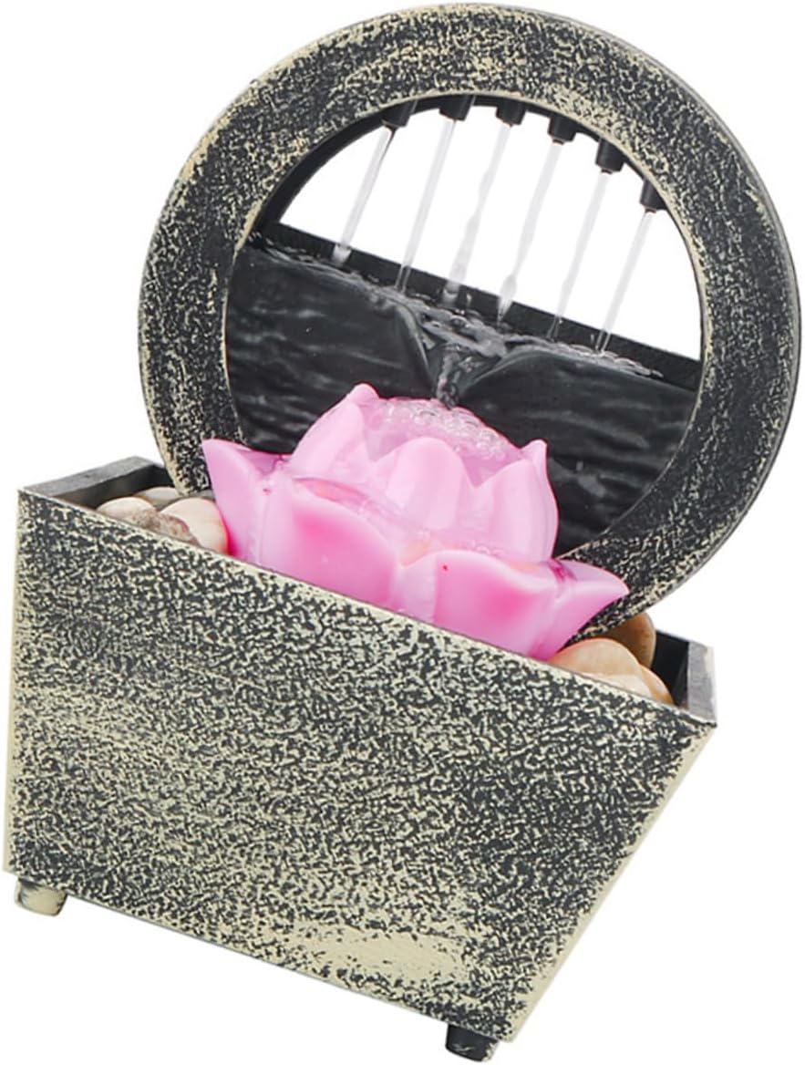 LIFKICH 1set Tabletop Water Fountain with LED Light for Home and Office Zen Decoration