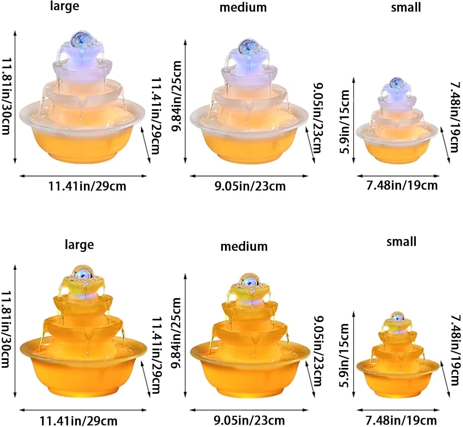 Imitation Jade Small Fountain Tabletop Water Fountain with Feng Shui Benefits and Bright Lights