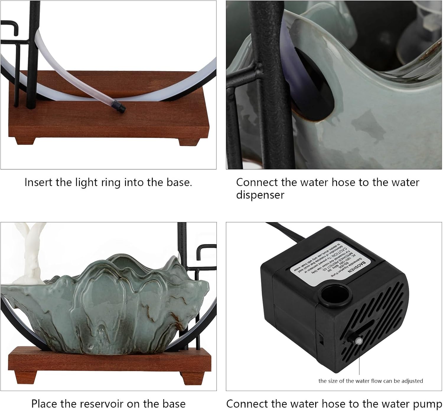 Type9 Fountain Waterfall Tabletop with LED Light and Automatic Pump