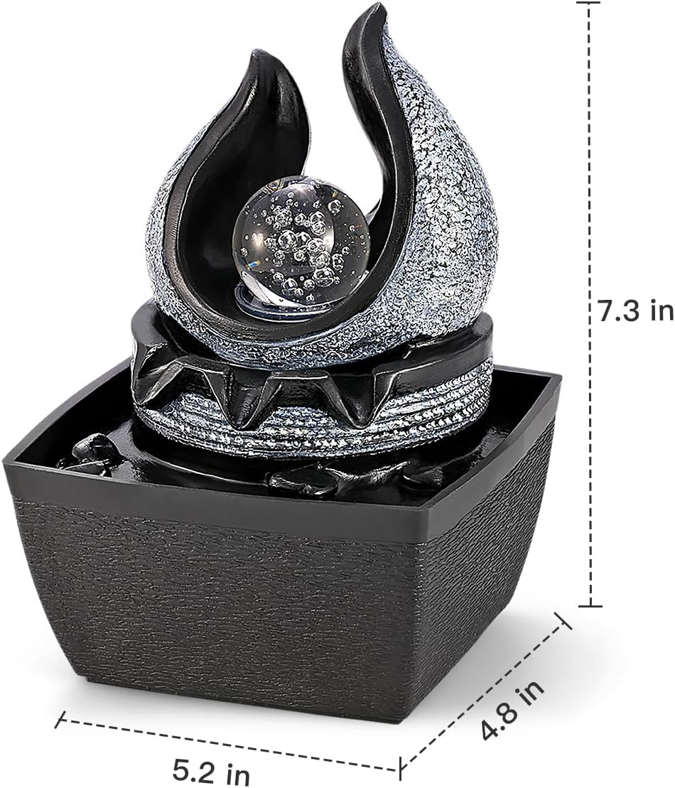 Hebafri Tabletop Water Fountain with LED Rolling Ball