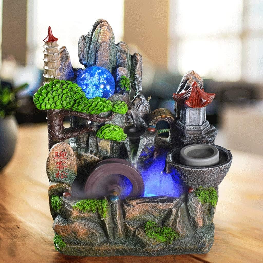 Rockery Landscape Indoor Tabletop Water Fountain with LED Light